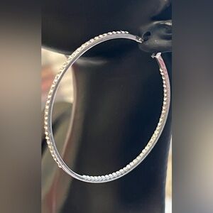 Earrings - silver tone hoops (0797)